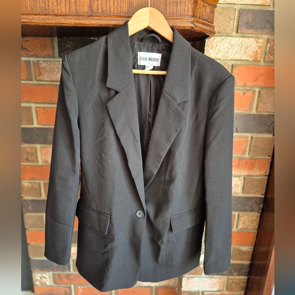 Steve Madden Black Sport Coat Blazer with Notched Lapels Small